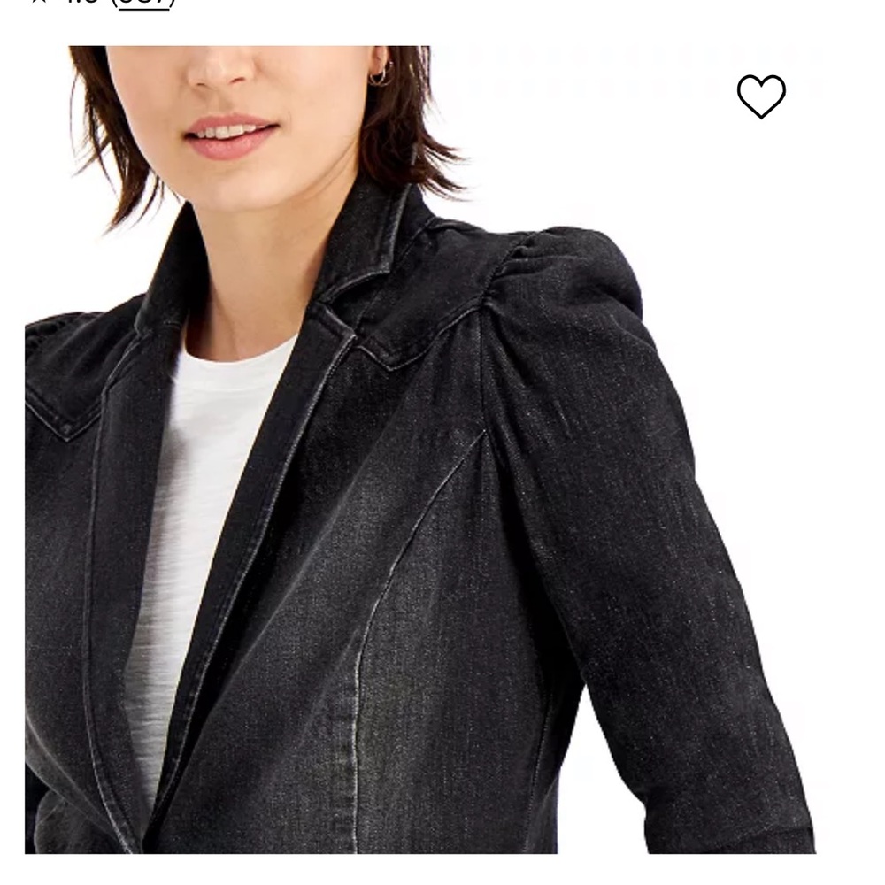 INC International Concepts Black Blazer with Puffed Shoulders
